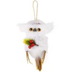 Bagoly MagicHome Karácsony, fehér, 18 x 8 x 6 cm