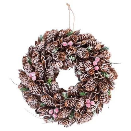 MagicHome karácsonyi koszorú, tobozokkal, 37 x 9 x 37 cm