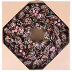 MagicHome karácsonyi koszorú, tobozokkal, 37 x 9 x 37 cm