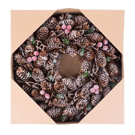 MagicHome karácsonyi koszorú, tobozokkal, 37 x 9 x 37 cm