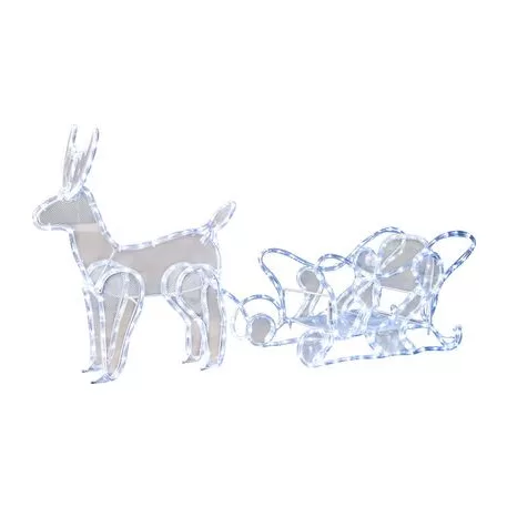 MagicHome karácsonyi dekoráció, Rénszarvas szánnal, 312 LED hideg fehér, 230 V, 50 Hz, kültér, 59 x 132 x 30 cm