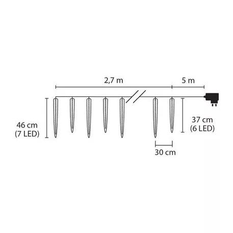 MagicHome Karácsonyi fényfüzér 65 LED, 8 funkciós, 230 V, 50 Hz, IP 44, kültéri