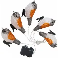 MagicHome karácsonyi lánc, 25 LED, IP 44, 3x AA, 5 madár