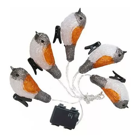 MagicHome karácsonyi lánc, 25 LED, IP 44, 3x AA, 5 madár