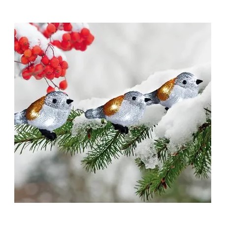 MagicHome karácsonyi lánc, 25 LED, IP 44, 3x AA, 5 madár