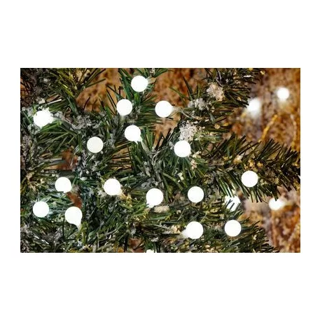 MagicHome Christmas Cherry Balls zsinór, 100x LED hideg fehér, IP44, 8 funkciós, világítás, L-9,90 m