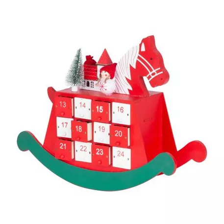 MagicHome karácsonyi dekoráció, adventi naptár - lovacska, 2 LED, 34,5 x 12 x 28 cm