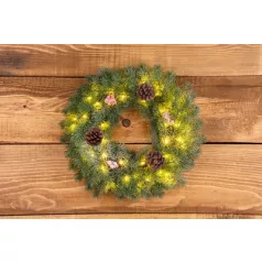 MagicHome karácsonyi koszorú, 48 LED, IP 20, 2x AA, 40 cm