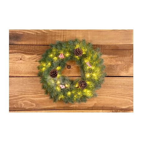 MagicHome karácsonyi koszorú, 48 LED, IP 20, 2x AA, 40 cm