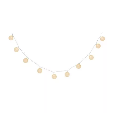 Füzér MagicHome Cotton Balls White, 10x LED meleg fehér, PE/pamut, 2xAA, egyszerű világítás, világít