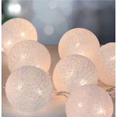   Füzér MagicHome Cotton Balls White, 10x LED meleg fehér, PE/pamut, 2xAA, egyszerű világítás, világít