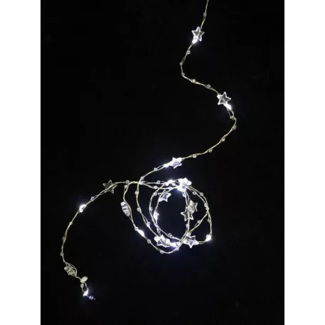 MagicHome Karácsonyi füzér, 20 m LED hideg fehér, 2x AA, IP 20, L-1,9 m