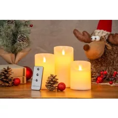   Gyertyák MagicHome Karácsony, szett 3 db, LED, 3xAAA, valódi viasz, egyszerű világítás, időzítő, moz