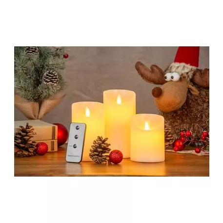 Gyertyák MagicHome Karácsony, szett 3 db, LED, 3xAAA, valódi viasz, egyszerű világítás, időzítő, moz
