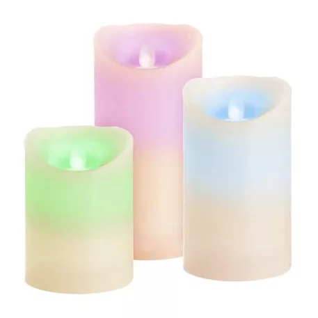 MagicHome karácsonyi gyertyák, készlet 3 db, LED, 3x AAA, igaz viasz, egyszerű világítás, időzítő, m