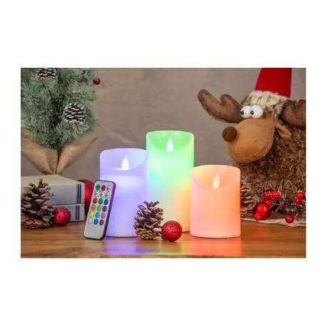 MagicHome karácsonyi gyertyák, készlet 3 db, LED, 3x AAA, igaz viasz, egyszerű világítás, időzítő, m