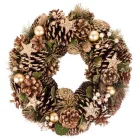 MagicHome karácsonyi koszorú, natúr, bronz, 34 cm