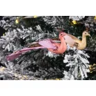 Magyar MagicHome karácsony, rózsaszín páva csipesszel, 23 cm