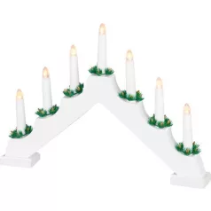   Gyertyatartó MagicHome Karácsony, 7x LED meleg fehér, fehér, 2xAA, beltéri, 39x4,5x29 cm