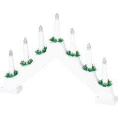   Gyertyatartó MagicHome Karácsony, 7x LED meleg fehér, fehér, 2xAA, beltéri, 39x4,5x29 cm