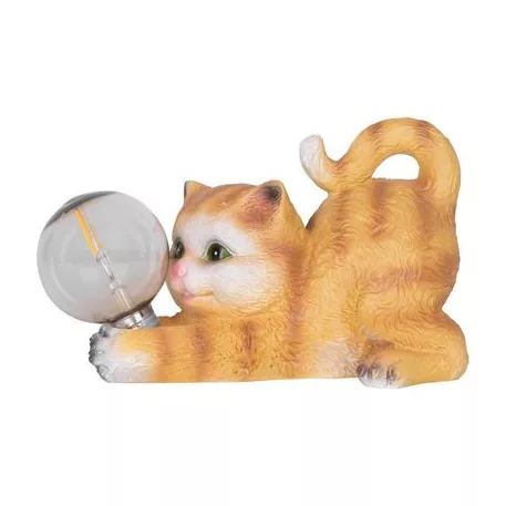 Strend Pro Garden dekoráció, Cica, 26 x 12,5 x 15 cm, poligyanta, napelem