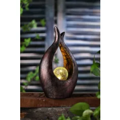   Strend Pro Garden dekoráció, Namaste, 17,2 x 9,5 x 29 cm, poligyanta, üveg, napelem