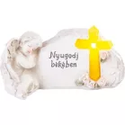 MagicHome dekoráció, angyal keresztel, poligyanta, sírra, napelemes, 22,5 x 12,5 x 11 cm