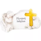MagicHome dekoráció, angyal keresztel, poligyanta, sírra, napelemes, 22,5 x 12,5 x 11 cm