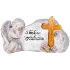 MagicHome dekoráció, angyal kereszttel, poligyanta, sírra, napelemes, 22,5 x 12,5 x 11 cm