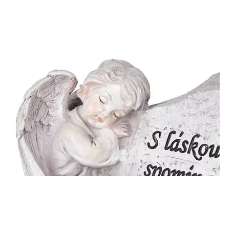 MagicHome dekoráció, angyal kereszttel, poligyanta, sírra, napelemes, 22,5 x 12,5 x 11 cm