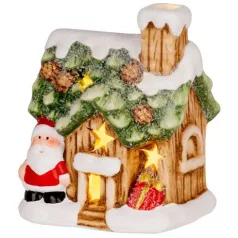   MagicHome karácsonyi dekoráció, Házikó Mikulással, LED,  10 x 8, 3 x 12,2 cm