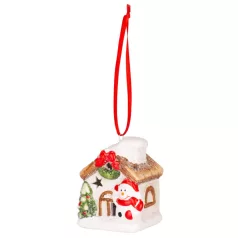   MagicHome karácsonyi dekoráció, Házikó hóemberrel, LED, 5,8 x 5 x 7 cm