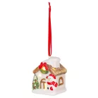 MagicHome karácsonyi dekoráció, Házikó hóemberrel, LED, 5,8 x 5 x 7 cm