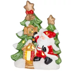   MagicHome Karácsonyfa Mikulással, LED, terrakotta, 27,3 x 11 x 34 cm
