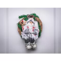   MagicHome karácsonyi dekoráció, Koszorú  Mikulással, 30 cm