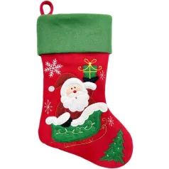 MagicHome karácsonyi dekoráció, Zokni Mikulással, 41 cm