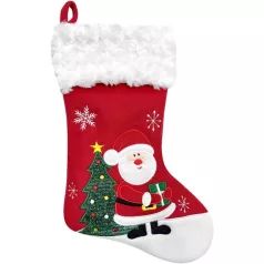   MagicHome karácsonyi dekoráció, Zokni Mikulással, piros, 41 cm