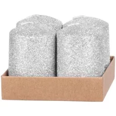 MagicHome adventi gyertya, 4 x 6 cm, ezüst