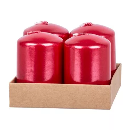 MagicHome karácsonyi gyertya, 4 x 6 cm, 4 db, piros