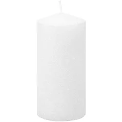   MagicHome karácsonyi gyertya, 5,5 x 12 cm, fehér, csillámokkal