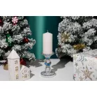 MagicHome karácsonyi gyertya, 5,5 x 12 cm, fehér, csillámokkal