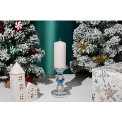   MagicHome karácsonyi gyertya, 5,5 x 12 cm, fehér, csillámokkal