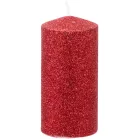 MagicHome karácsonyi gyertya, 5,5 x 12 cm, piros, csillámokkal