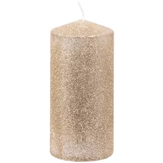   MagicHome karácsonyi gyertya, 5,5 x 12 cm, pezsgőszínű, csillámokkal