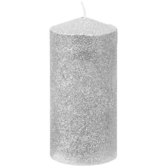   MagicHome karácsonyi gyertya, 5,5 x 12 cm, ezüst, csillamokkal