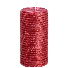   MagicHome karácsonyi gyertya, 5 x 9,5 cm, piros, csillamokkal