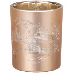   MagicHome karácsonyi gyertyatartó, 6 x 7 cm, arany, tájképpel