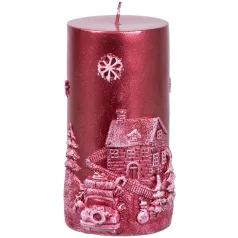 MagicHome karácsonyi gyertya, 7 x 12,5 cm, piros
