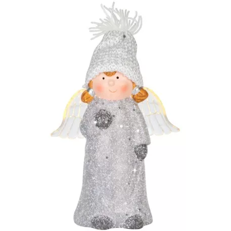 MagicHome karácsonyi szobor, Angyalka, LED, terrakotta, 10,5 x 6,5 x 14 cm