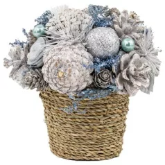   MagicHome karácsonyi ikebana, natúr, krémszínű, 19 x 19 cm